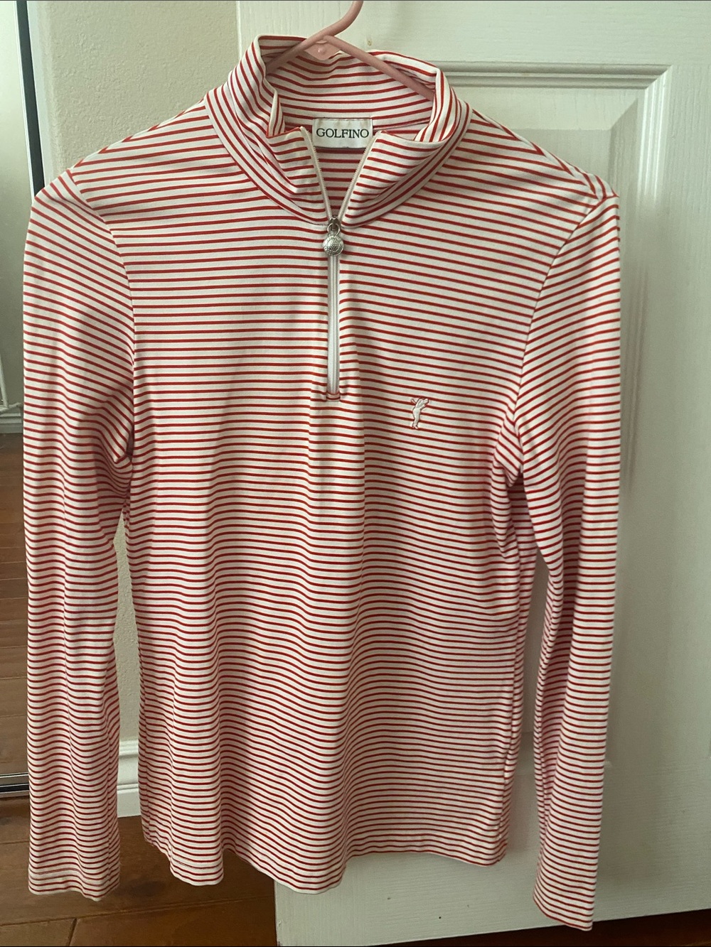 Golfino Women's Red & White Striped Long-Sleeve Half-Zip Top